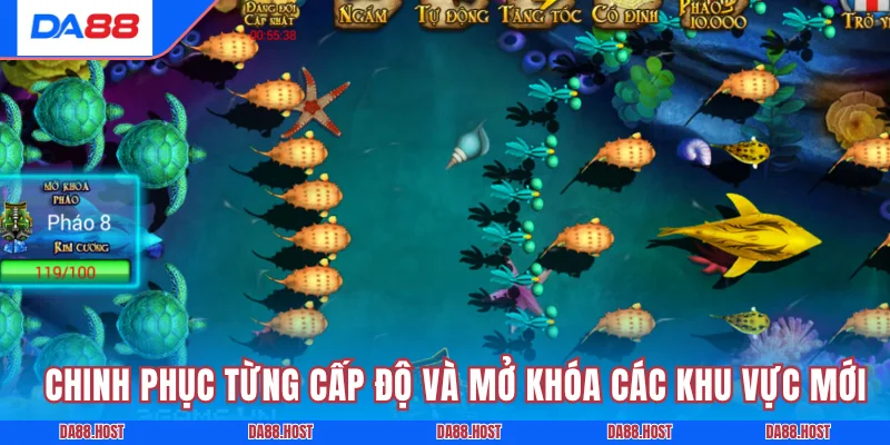 Chinh phục từng cấp độ và mở khóa các khu vực mới